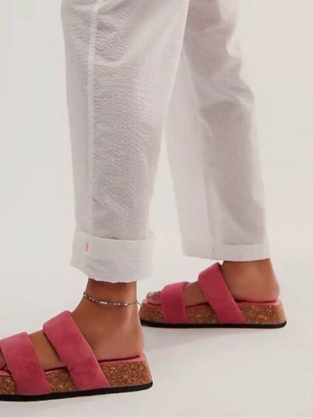 Free People Fairmont platform sandals-vibrant watermelon pink suede, nwot,sz 7.5